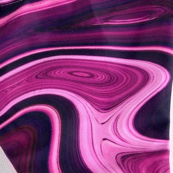 FARAI LONDON CYNTHIA PURPLE MARBLE SWIRL STRING TRIANGLE TIE SIDE BIKINI SET - Picture 15 of 15